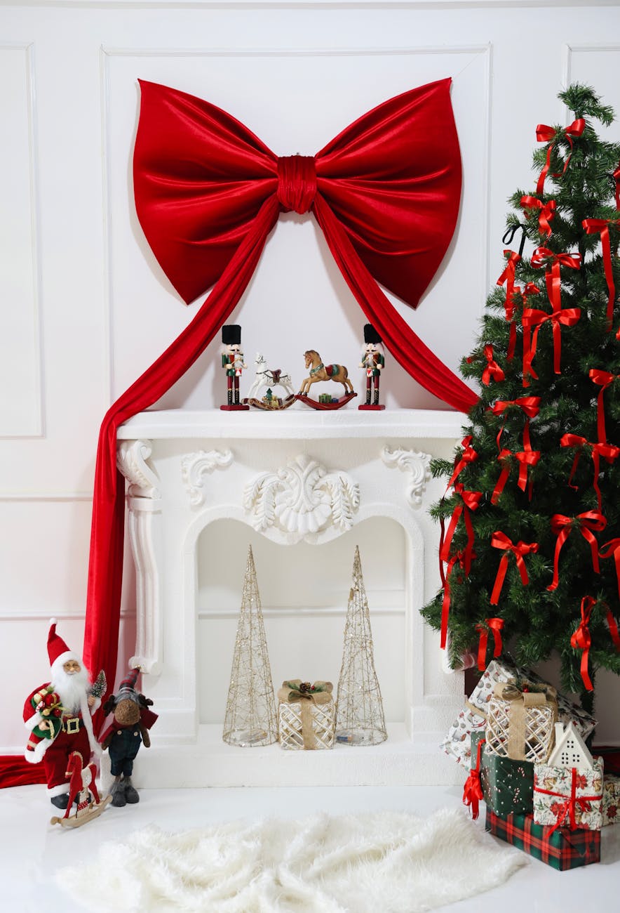 festive christmas living room decor with red accents